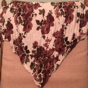 Posh Peanut maroon floral swaddle w matching bow